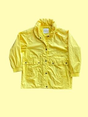 Vintage Yellow Windbreaker Jacket Hooded Utility Raincoat Women’s / Unisex